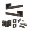 STATUS Montana Door Handle Pack (Euro Lock Set - 3" CE Sashlock, 3" Fire Rated Hinges x3) - Urban Dark Bronze