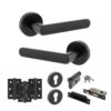 STATUS Carolina Door Handle Pack (Euro Lock Set - 3" CE Sashlock, 3" Fire Rated Hinges x3) - Matt Black