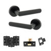 STATUS Carolina Door Handle Pack (Latch Set - 3" CE Latch, 3" Fire Rated Hinges x3) - Matt Black
