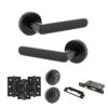 STATUS Carolina Door Handle Pack (Bathroom Set - 3" CE Bathroom Lock, 3" Fire Rated Hinges x3) - Matt Black
