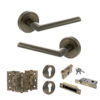 STATUS Alabama Door Handle Pack (Euro Lock Set - 3" CE Sashlock, 3" Fire Rated Hinges x3) - Antique Brass