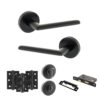 STATUS Alabama Door Handle Pack (Bathroom Set - 3" CE Bathroom Lock, 3" Fire Rated Hinges x3) - Matt Black