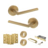 STATUS Alabama Door Handle Pack (3 Lever Lock Set - 3" CE Sashlock, 3" Fire Rated Hinges x3) - Satin Brass