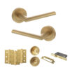 STATUS Alabama Door Handle Pack (Bathroom Set - 3" CE Bathroom Lock, 3" Fire Rated Hinges x3) - Satin Brass