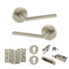 STATUS Alabama Door Handle Pack (Euro Lock Set - 3" CE Sashlock, 3" Fire Rated Hinges x3) - Satin Nickel