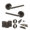 STATUS Alabama Door Handle Pack (Euro Lock Set - 3" CE Sashlock, 3" Fire Rated Hinges x3) - Urban Dark Bronze