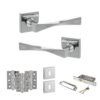Senza Pari Guido Door Handle Pack (3 Lever Lock Set - 3" CE Sashlock, 3" Fire Rated Hinges x3) - Polished Chrome
