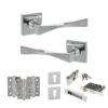 Senza Pari Guido Door Handle Pack (Euro Lock Set - 3" CE Sashlock, 3" Fire Rated Hinges x3) - Polished Chrome