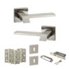 Senza Pari Giovanni Door Handle Pack (3 Lever Lock Set - 3" CE Sashlock, 3" Fire Rated Hinges x3) - Satin Nickel