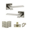 Senza Pari Giovanni Door Handle Pack (Latch Set - 3" CE Latch, 3" Fire Rated Hinges x3) - Satin Nickel