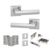 Senza Pari Davoli Door Handle Pack (Euro Lock Set - 3" CE Sashlock, 3" Fire Rated Hinges x3) - Polished Chrome
