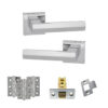 Senza Pari Davoli Door Handle Pack (Latch Set - 3" CE Latch, 3" Fire Rated Hinges x3) - Polished Chrome