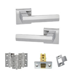 Senza Pari Davoli Door Handle Pack (Latch Set - 3" CE Latch, 3" Fire Rated Hinges x3) - Polished Chrome