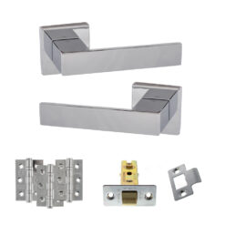 Senza Pari Panetti Door Handle Pack (Latch Set - 3" CE Latch, 3" Fire Rated Hinges x3) - Polished Chrome