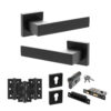 Senza Pari Panetti Door Handle Pack (Euro Lock Set - 3" CE Sashlock, 3" Fire Rated Hinges x3) - Matt Black