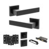 Senza Pari Panetti Door Handle Pack (Bathroom Set - 3" CE Bathroom Lock, 3" Fire Rated Hinges x3) - Matt Black
