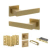 Senza Pari Panetti Door Handle Pack (Bathroom Set - 3" CE Bathroom Lock, 3" Fire Rated Hinges x3) - Satin Brass