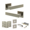 Senza Pari Panetti Door Handle Pack (3 Lever Lock Set - 3" CE Sashlock, 3" Fire Rated Hinges x3) - Satin Nickel
