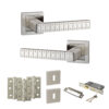 Senza Pari Bianca Door Handle Pack (3 Lever Lock Set - 3" CE Sashlock, 3" Fire Rated Hinges x3) - Satin Nickel