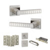 Senza Pari Bianca Door Handle Pack (Bathroom Set - 3" CE Bathroom Lock, 3" Fire Rated Hinges x3) - Satin Nickel