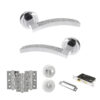 Senza Pari Crystal Door Handle Pack (Bathroom Set - 3" CE Bathroom Lock, 3" Fire Rated Hinges x3) - Polished Chrome