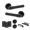 Senza Pari Andretta Door Handle Pack (Bathroom Set - 3" CE Bathroom Lock, 3" Fire Rated Hinges x3) - Matt Black