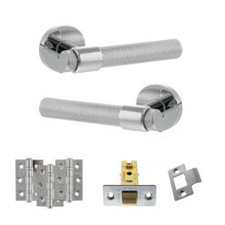 Senza Pari Andretta Door Handle Pack (Latch Set - 3" CE Latch, 3" Fire Rated Hinges x3) - Polished Chrome