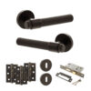 Senza Pari Andretta Door Handle Pack (3 Lever Lock Set - 3" CE Sashlock, 3" Fire Rated Hinges x3) - Urban Dark Bronze