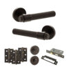Senza Pari Andretta Door Handle Pack (Bathroom Set - 3" CE Bathroom Lock, 3" Fire Rated Hinges x3) - Urban Dark Bronze