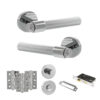 Senza Pari Fasana Door Handle Pack (Bathroom Set - 3" CE Bathroom Lock, 3" Fire Rated Hinges x3) - Polished Chrome