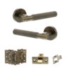 Senza Pari Rosarno Door Handle Pack (Latch Set - 3" CE Latch, 3" Fire Rated Hinges x3) - Antique Brass