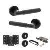 Senza Pari Rosarno Door Handle Pack (3 Lever Lock Set - 3" CE Sashlock, 3" Fire Rated Hinges x3) - Matt Black