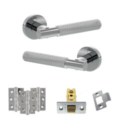 Senza Pari Rosarno Door Handle Pack (Latch Set - 3" CE Latch, 3" Fire Rated Hinges x3) - Polished Chrome