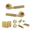 Senza Pari Rosarno Door Handle Pack (Euro Lock Set - 3" CE Sashlock, 3" Fire Rated Hinges x3) - Satin Brass