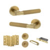 Senza Pari Rosarno Door Handle Pack (Bathroom Set - 3" CE Bathroom Lock, 3" Fire Rated Hinges x3) - Satin Brass
