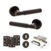 Senza Pari Rosarno Door Handle Pack (3 Lever Lock Set - 3" CE Sashlock, 3" Fire Rated Hinges x3) - Urban Dark Bronze