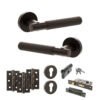 Senza Pari Rosarno Door Handle Pack (Euro Lock Set - 3" CE Sashlock, 3" Fire Rated Hinges x3) - Urban Dark Bronze