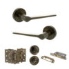 Senza Pari Laviano Door Handle Pack (Bathroom Set - 3" CE Bathroom Lock, 3" Fire Rated Hinges x3) - Antique Brass
