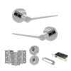 Senza Pari Laviano Door Handle Pack (Bathroom Set - 3" CE Bathroom Lock, 3" Fire Rated Hinges x3) - Polished Chrome
