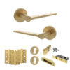 Senza Pari Laviano Door Handle Pack (Euro Lock Set - 3" CE Sashlock, 3" Fire Rated Hinges x3) - Satin Brass