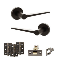 Senza Pari Laviano Door Handle Pack (Latch Set - 3" CE Latch, 3" Fire Rated Hinges x3) - Urban Dark Bronze
