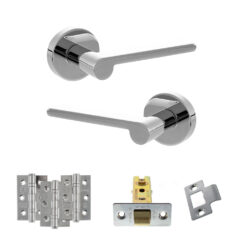 Senza Pari Darrio Door Handle Pack (Latch Set - 3" CE Latch, 3" Fire Rated Hinges x3) - Polished Chrome