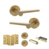 Senza Pari Darrio Door Handle Pack (Bathroom Set - 3" CE Bathroom Lock, 3" Fire Rated Hinges x3) - Satin Brass
