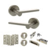 Senza Pari Darrio Door Handle Pack (Euro Lock Set - 3" CE Sashlock, 3" Fire Rated Hinges x3) - Satin Nickel