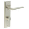 Mayfair Door Handle Din Bathroom Backplate Satin Nickel & Turn & Release