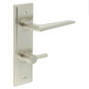 Mayfair Door Handle Din Bathroom Backplate Satin Nickel & Turn & Release