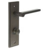 Fitzrovia Door Handle Din Bathroom Backplate Dark Bronze & Turn & Release