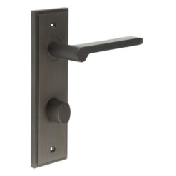 Fitzrovia Door Handle Din Bathroom Backplate Dark Bronze & Turn & Release