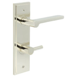 Fitzrovia Door Handle Din Bathroom Backplate Polished Nickel & Turn & Release