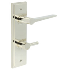 Knightsbridge Door Handle Din Bathroom Backplate Polished Nickel & Turn & Release